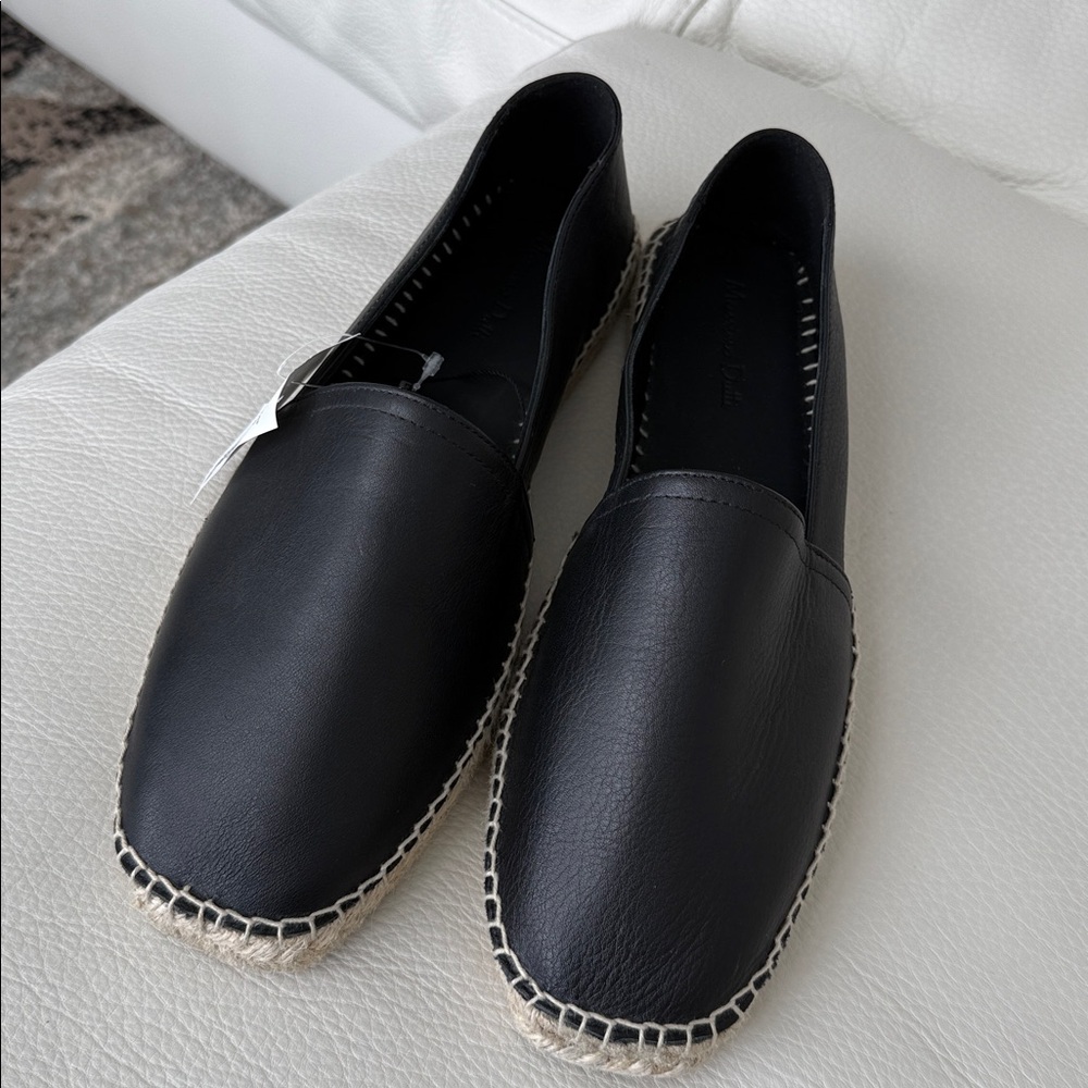 Massimo Dutti Black Leather Loafers Unisex Ladies 13 Men’s 11.5